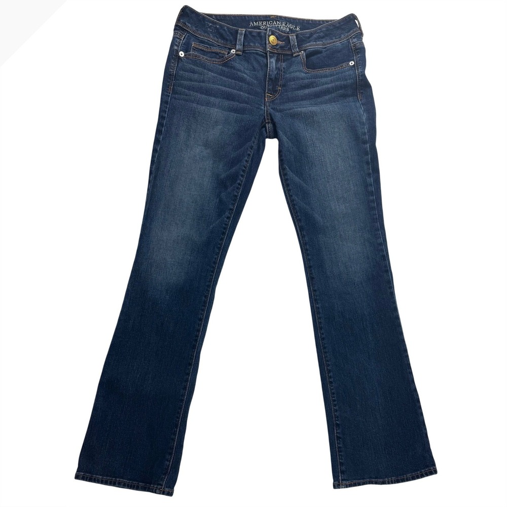 American Eagle Kick Boot Jeans Womens 6 Dark Wash Flap Pocket Bootcut Denim - Picture 6 of 16